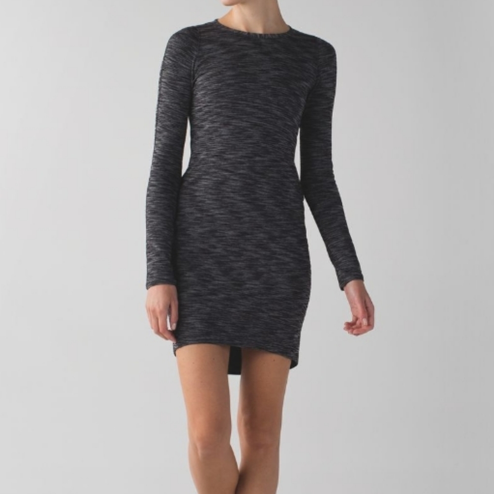 Lululemon &go Where-To Dress *Long Sleeve I Heathered Black size 2 - Picture 2 of 11